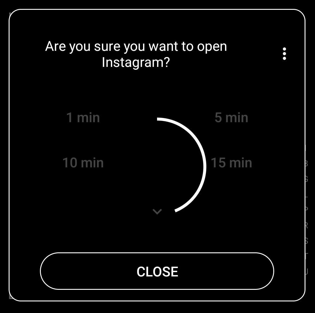 Minimalist Phone verifying if you really want to open Instagram